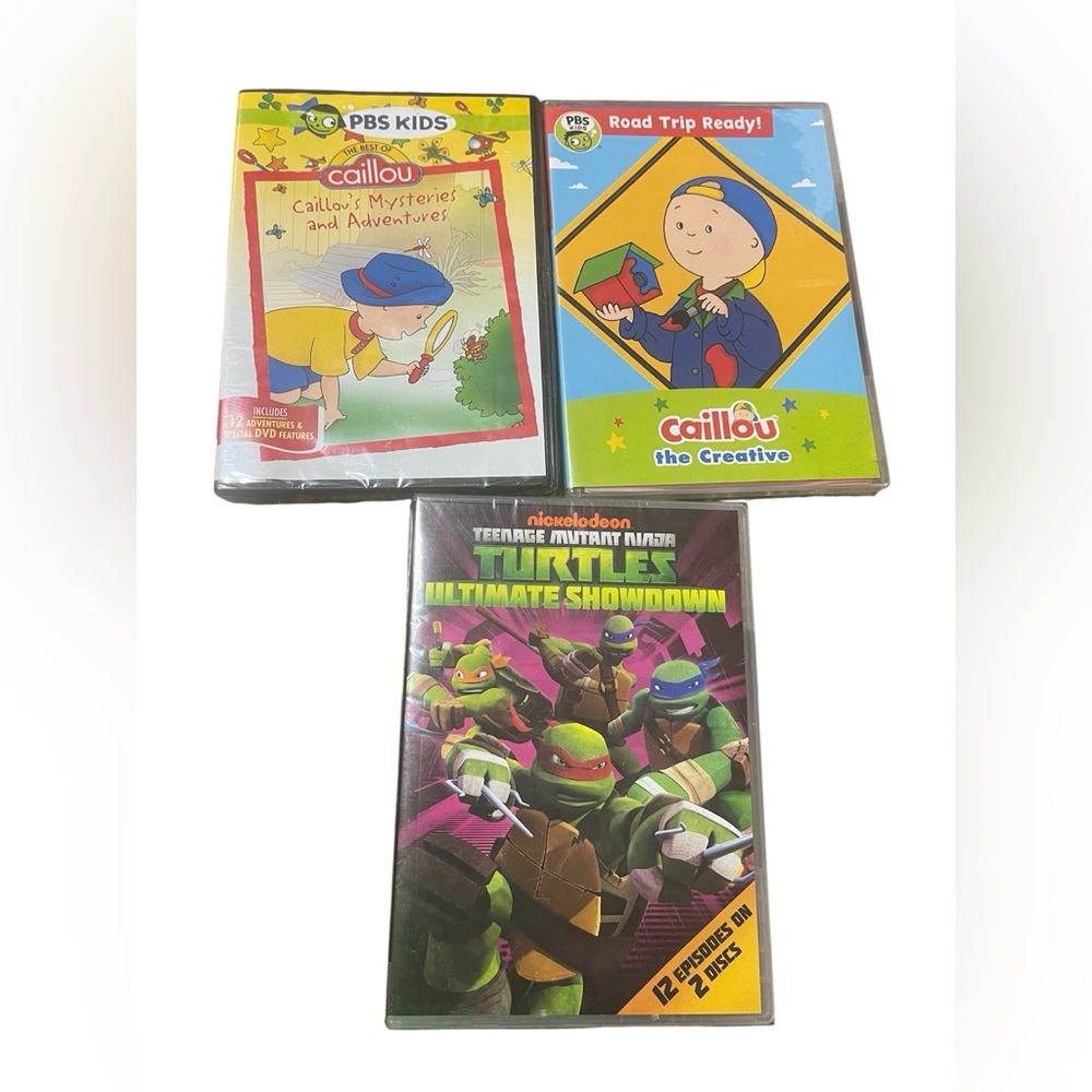 LOT of 3 Kid’s Animation Cartoon DVDS Caillou & Teenage Mutant Ninja Turtles NEW